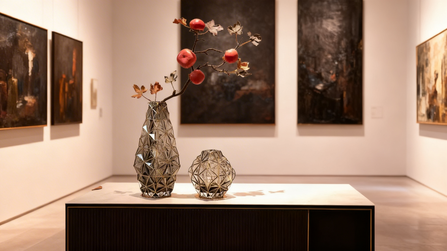 Handcrafted Retro Glazed Glass Vase with Gilded Edge - Elegant Vintage Luxury Home Accent